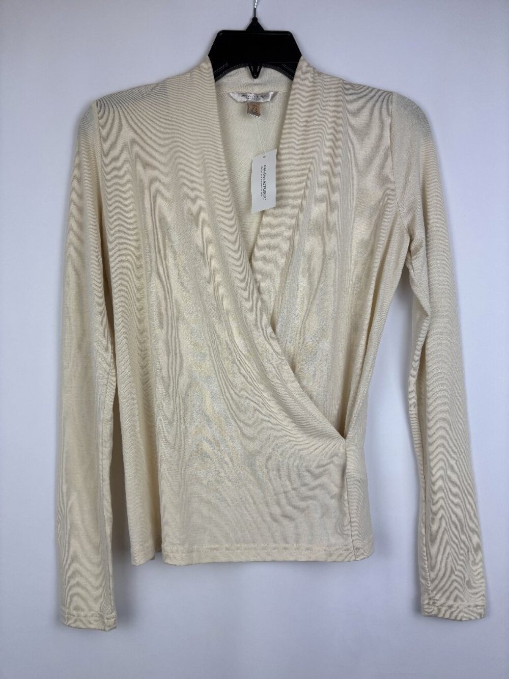 XS Banana Republic Threadsoft Wrap Top Long Sleeve Soft Modal V Cream Blouse